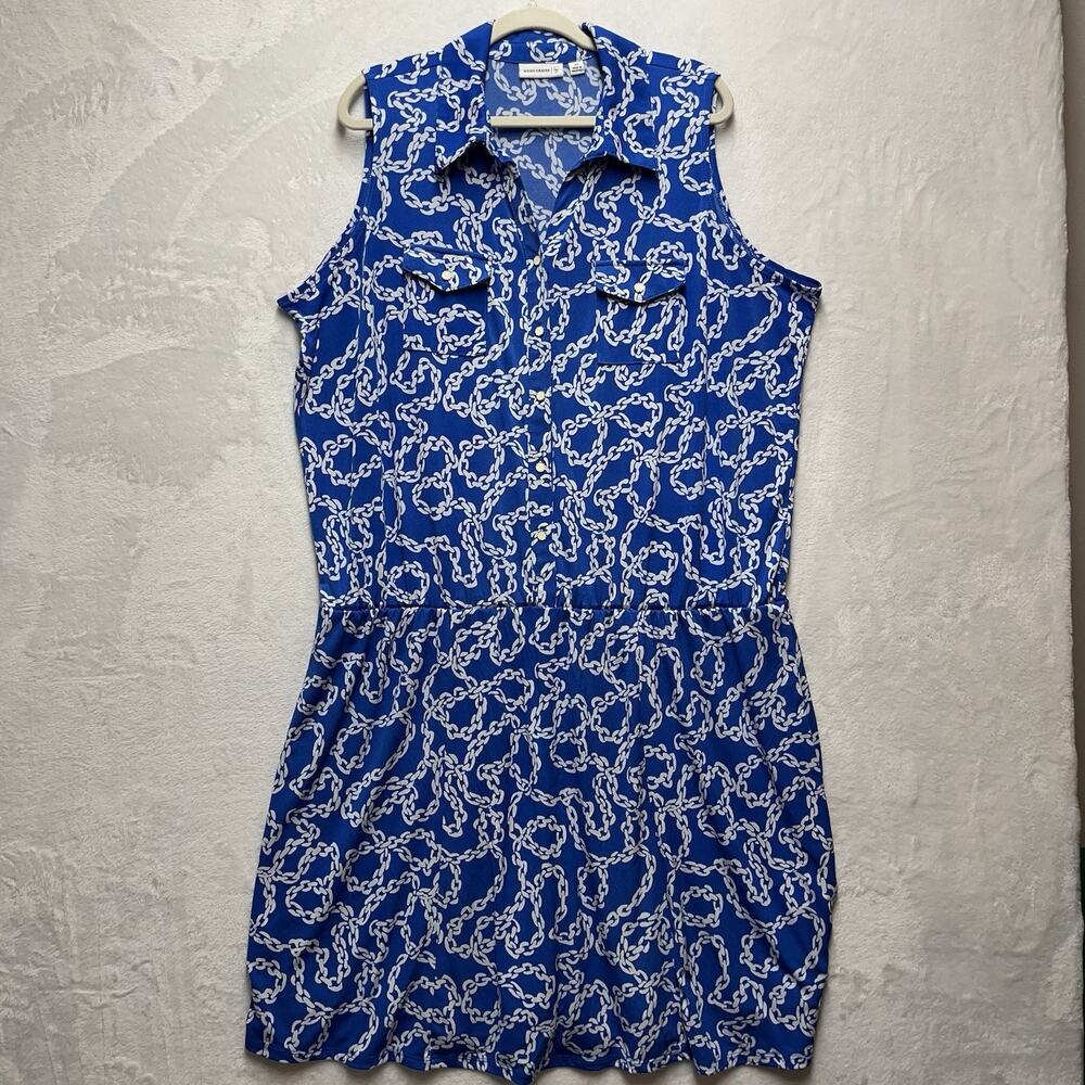 Susan Graver Sleeveless Dress Romper Women’s 2X Plus Liquid Knit Nautical Summer